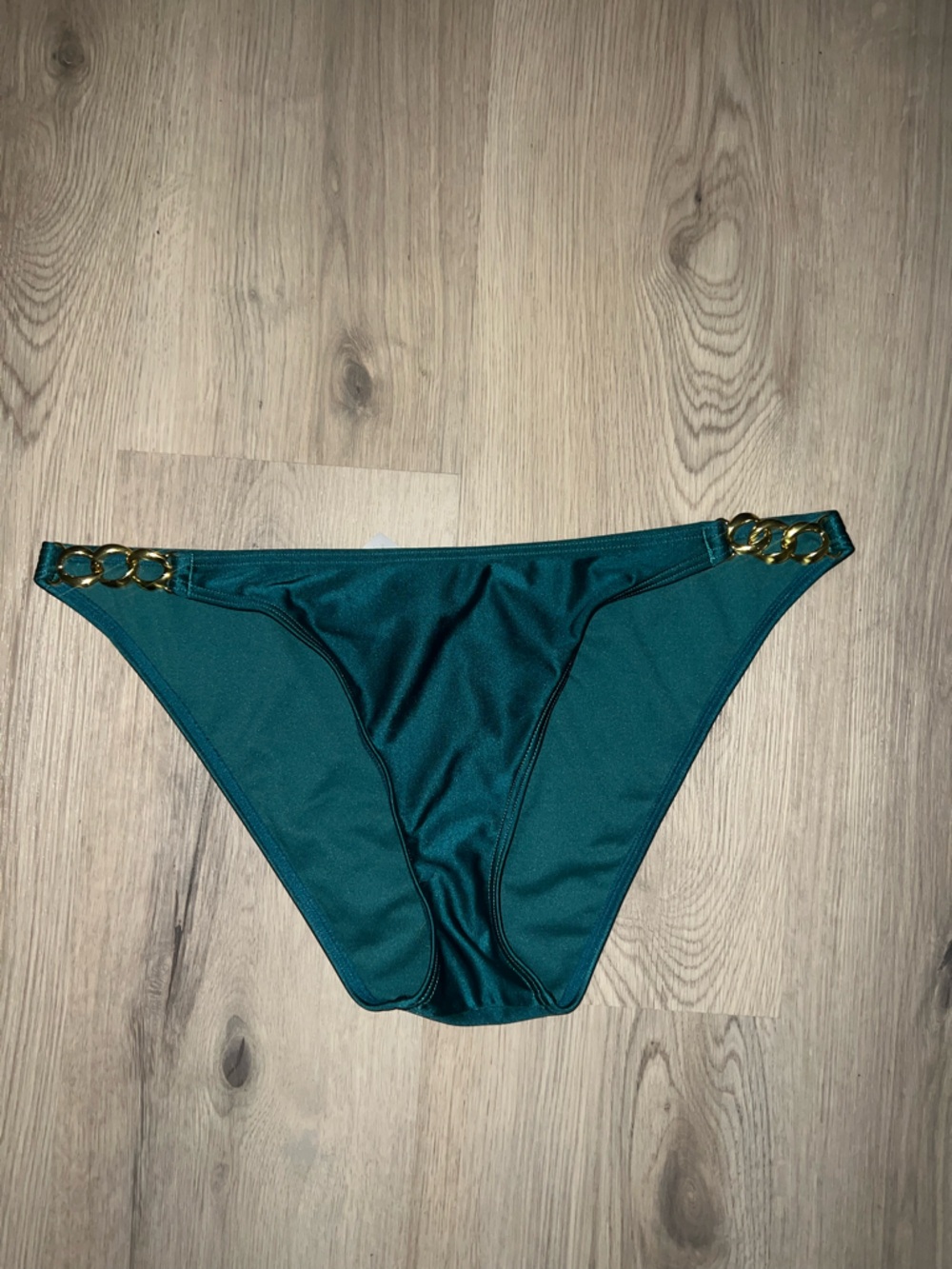 Wolf & Whistle Teal Bikini Bottom Gold Chain Detail Size 10